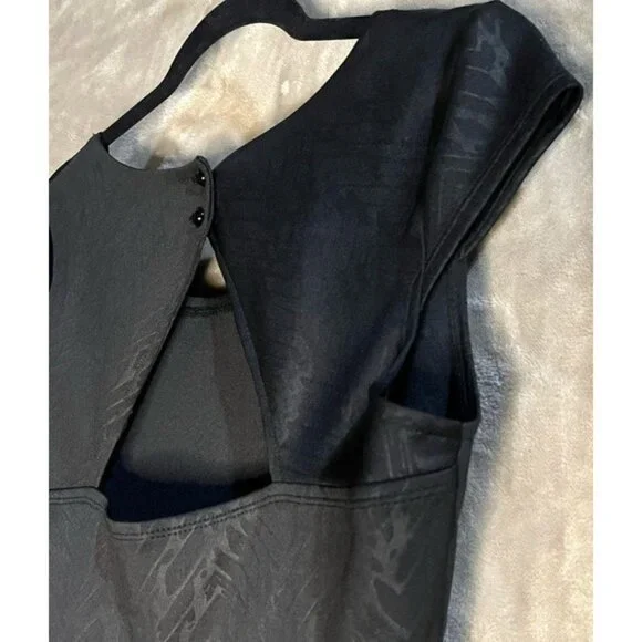 IZ BYER WOMENS VERSATILE BLACK PRINTED SCUBA KNIT SHORT SLEEVE DRESS BELT SIZE L - Picture 12 of 14